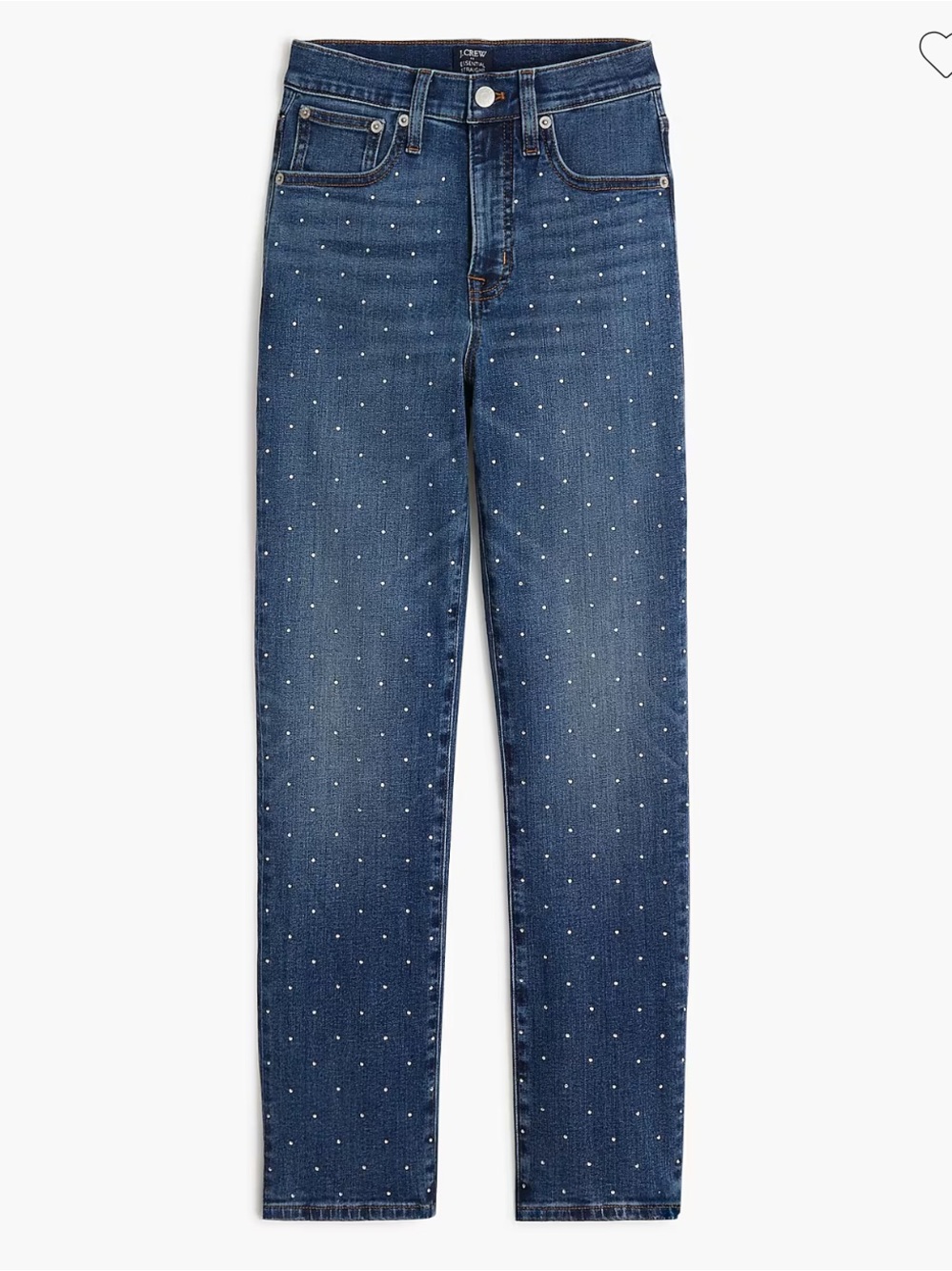 J.Crew Rhinestone Essential Straight Jeans 35P All-Day Stretch NWT